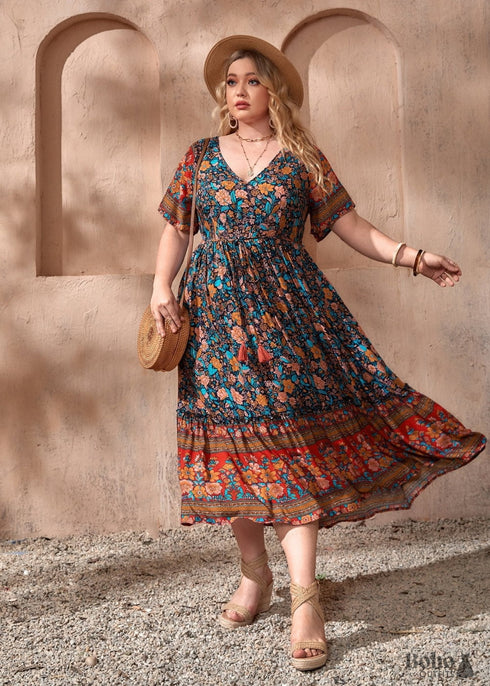 Boho Plus Size Aquarius Maxi Dress For Women